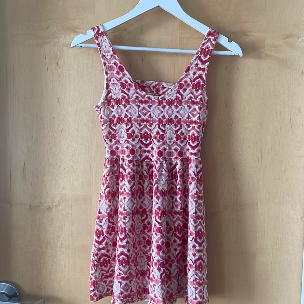 Cotton Mini Dress | Size Small | Light Pink, Dark Pink and Coral